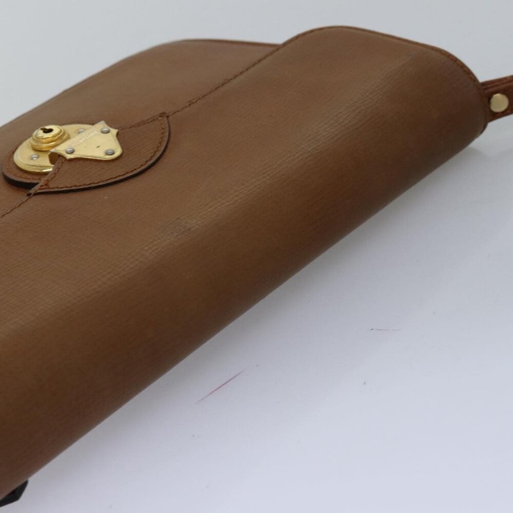 Burberrys Clutch Bag Leather Brown Auth - Picture 9 of 16